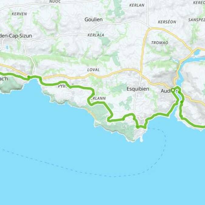  Tracé de la véloroute V45, étape Cap-Sizun